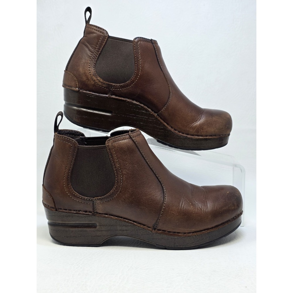 Dansko Womens Brown Burnished Leather Chelsea Frankie Ankle Boots Size 36 US 5.5 - Picture 2 of 10